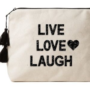 Fallon and Royce LIVE LOVE LAUGH crystal bikini bag clutch cosmetic purse